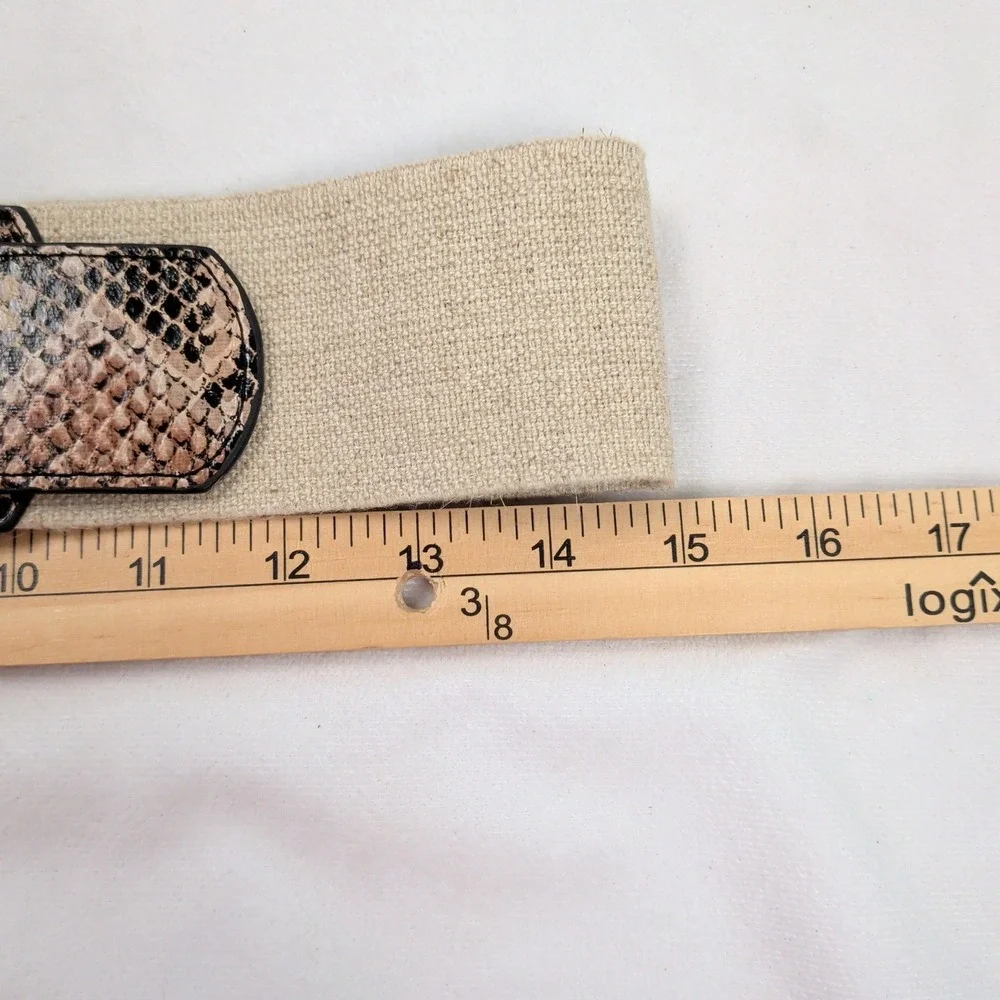 Snakeskin Print Elastic Cinch Waist Belt Gold Buckle Wide Boho Earthy